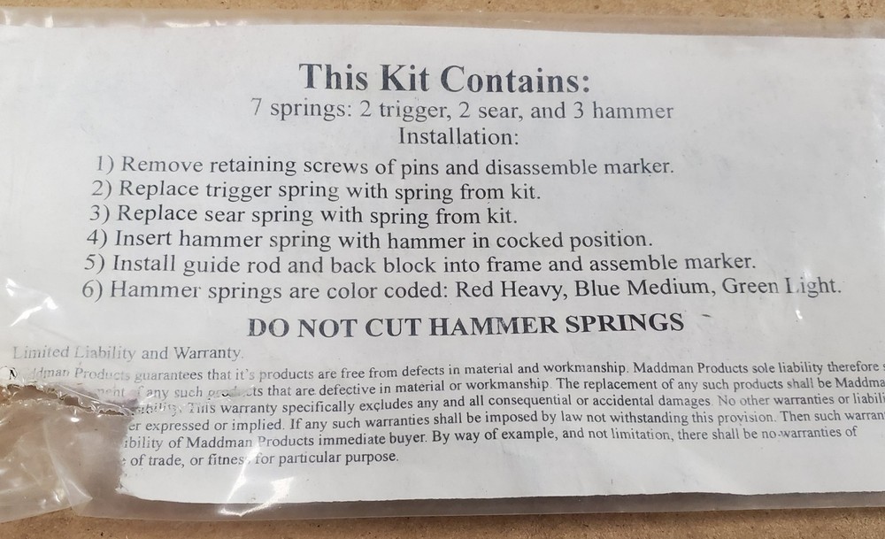 Tippmann Paintball Gun Spring Kit