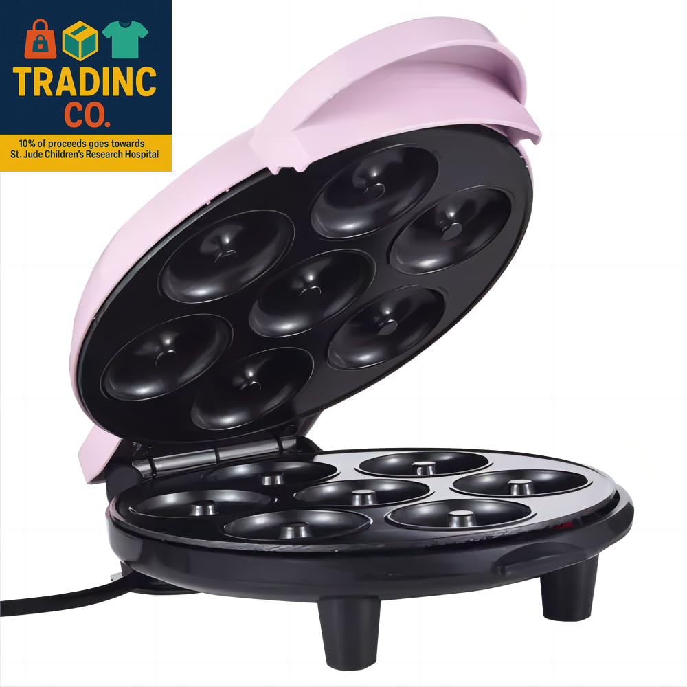 Donut Maker, Electric Non-Stick Surface Makes 7 Small Doughnuts Mini Donut Maker