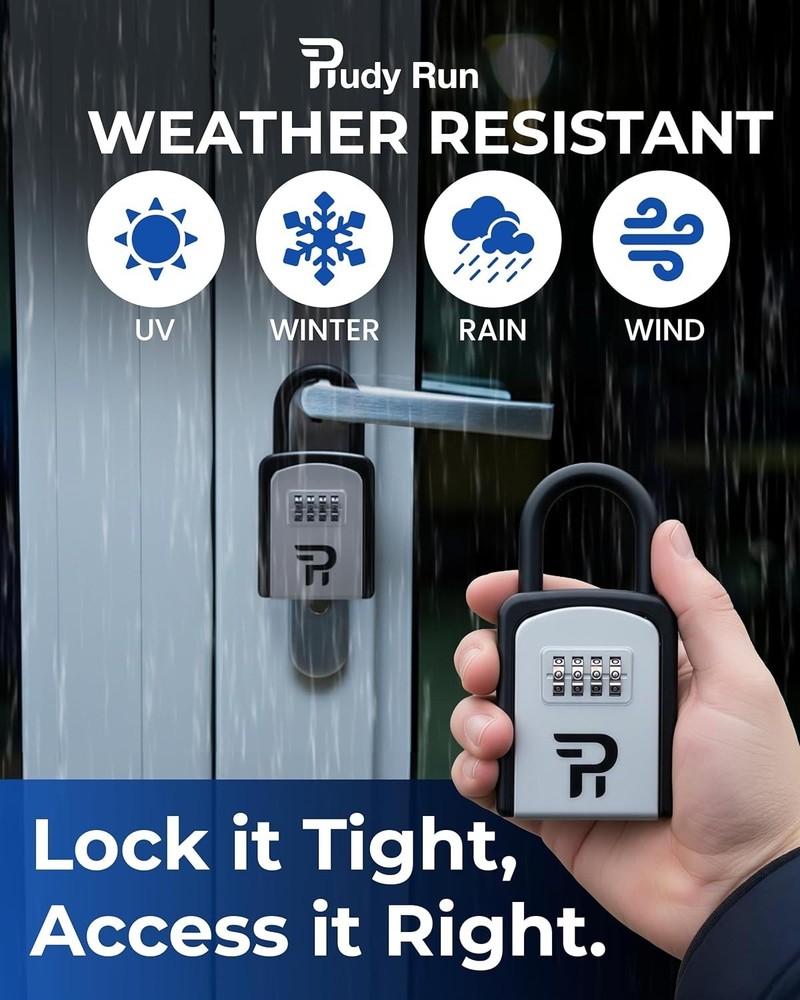 Outdoor Key Storage Lockbox - Personalizable 4-Digit Combination Security