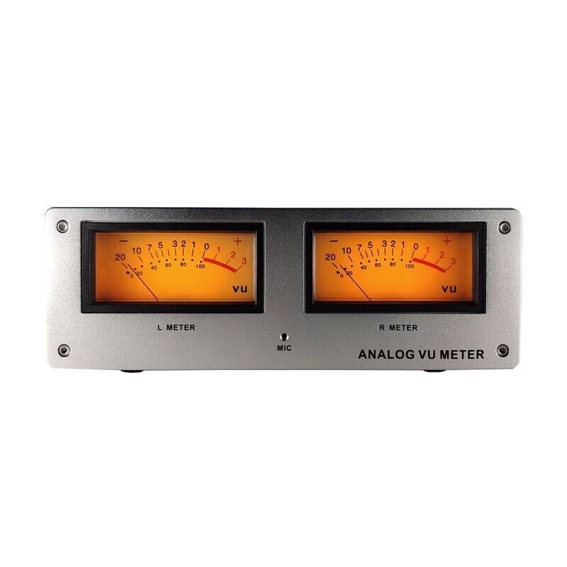 Wire-free Voice Control Square Analog VU Meter Alloy Panel LED Warm Backlight