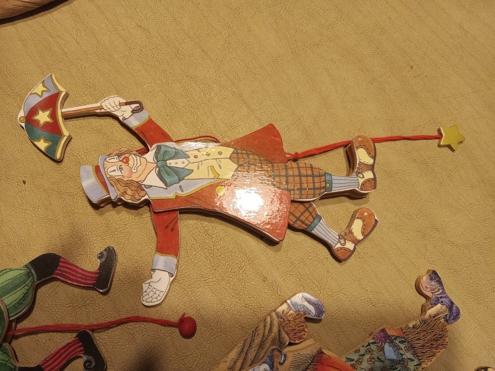 Pull String Clowns,scarecrow Lot Of 4