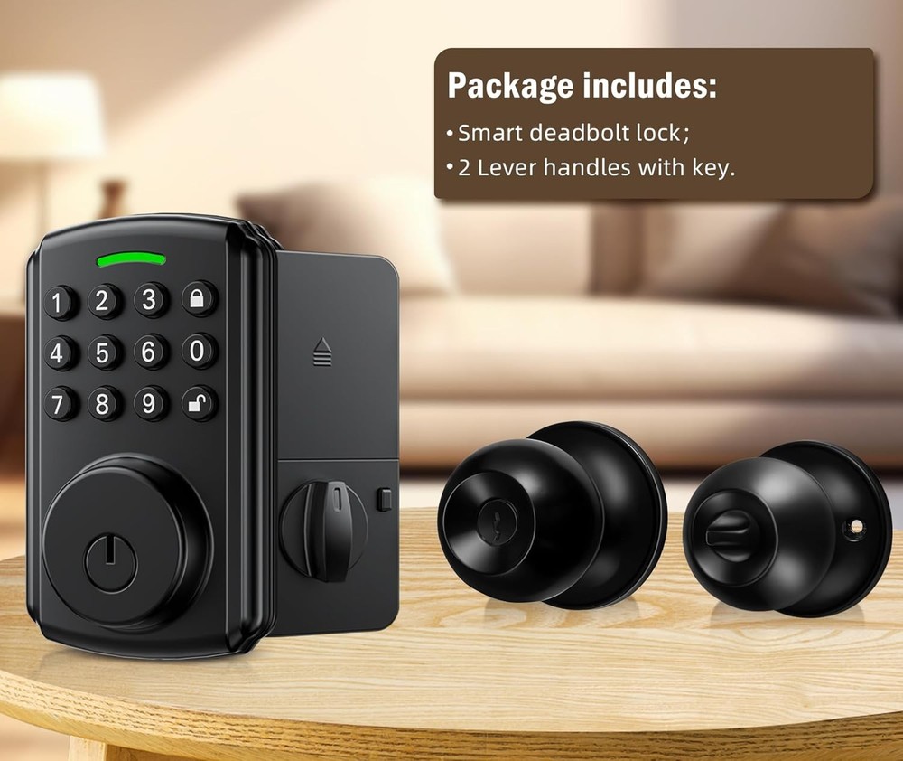 |One Key for Two Lock | Keyless Entry Door Lock Deadbolt with Handle Set