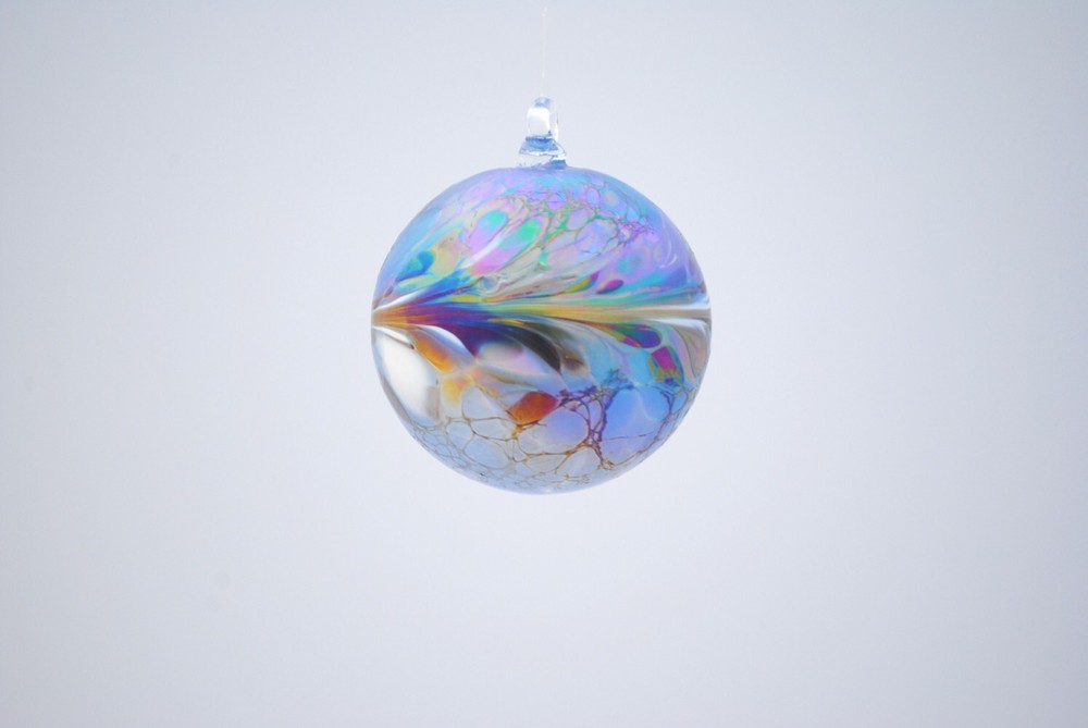 Iridescent Handblown Suncatcher - Light Blue
