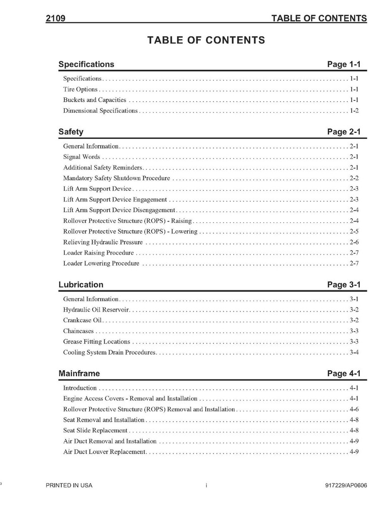 2109 Skid Loader Technical Workshop Manual Mustang 2109