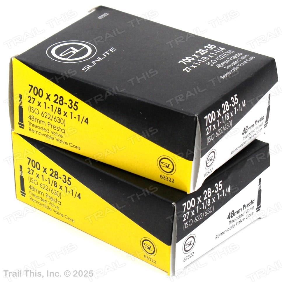 2 Sunlite 700x28-35 48mm Presta Valve Threaded Bicycle Tubes Pack