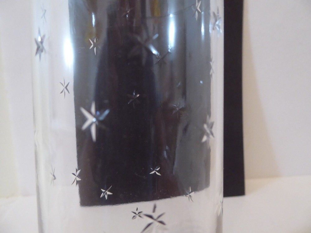 Crystal Vase 8” with Weighted Bottom, Engraved Star Pattern, Elegant (S2