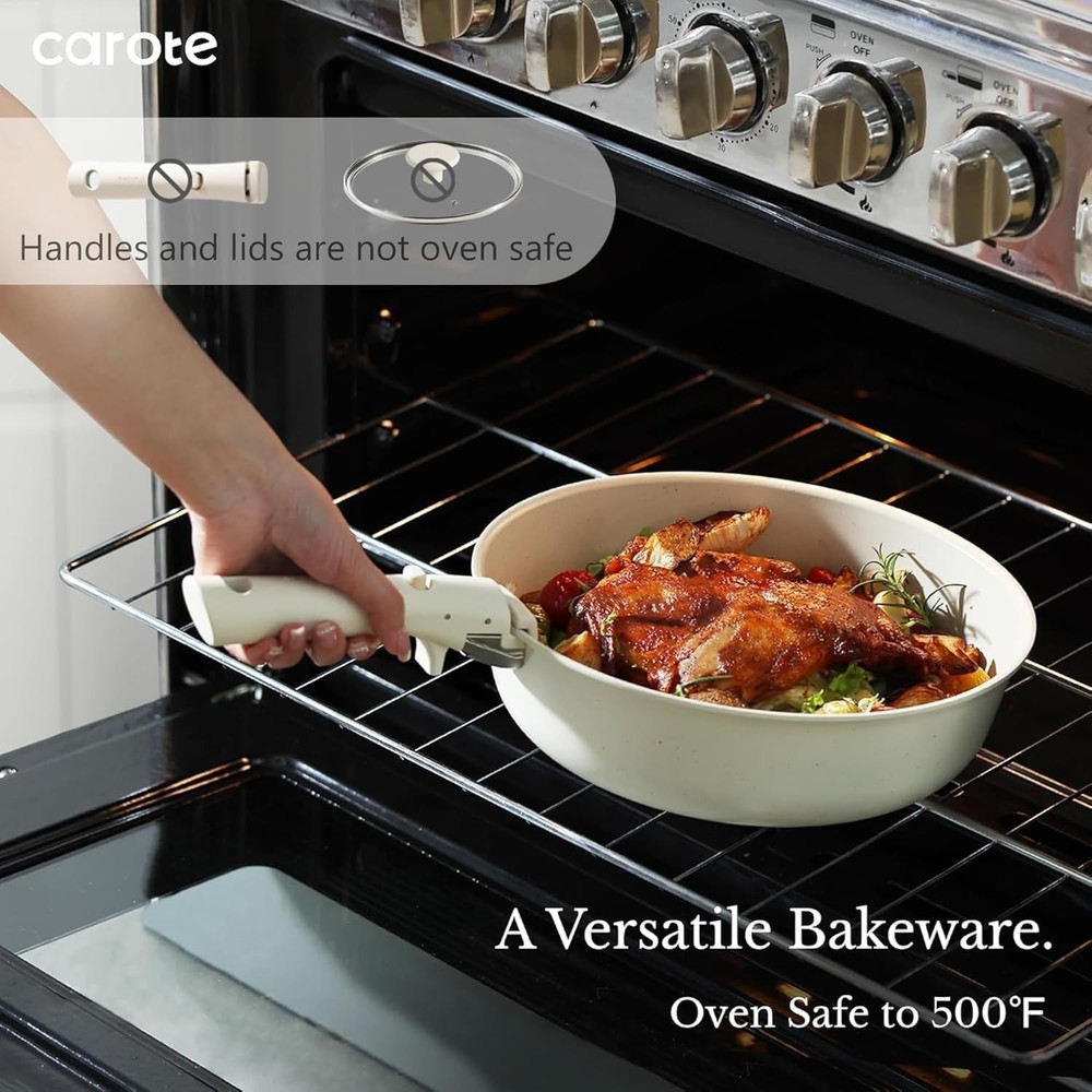 Versatile 19 Piece Cookware Set, Nonstick, Removable Handle