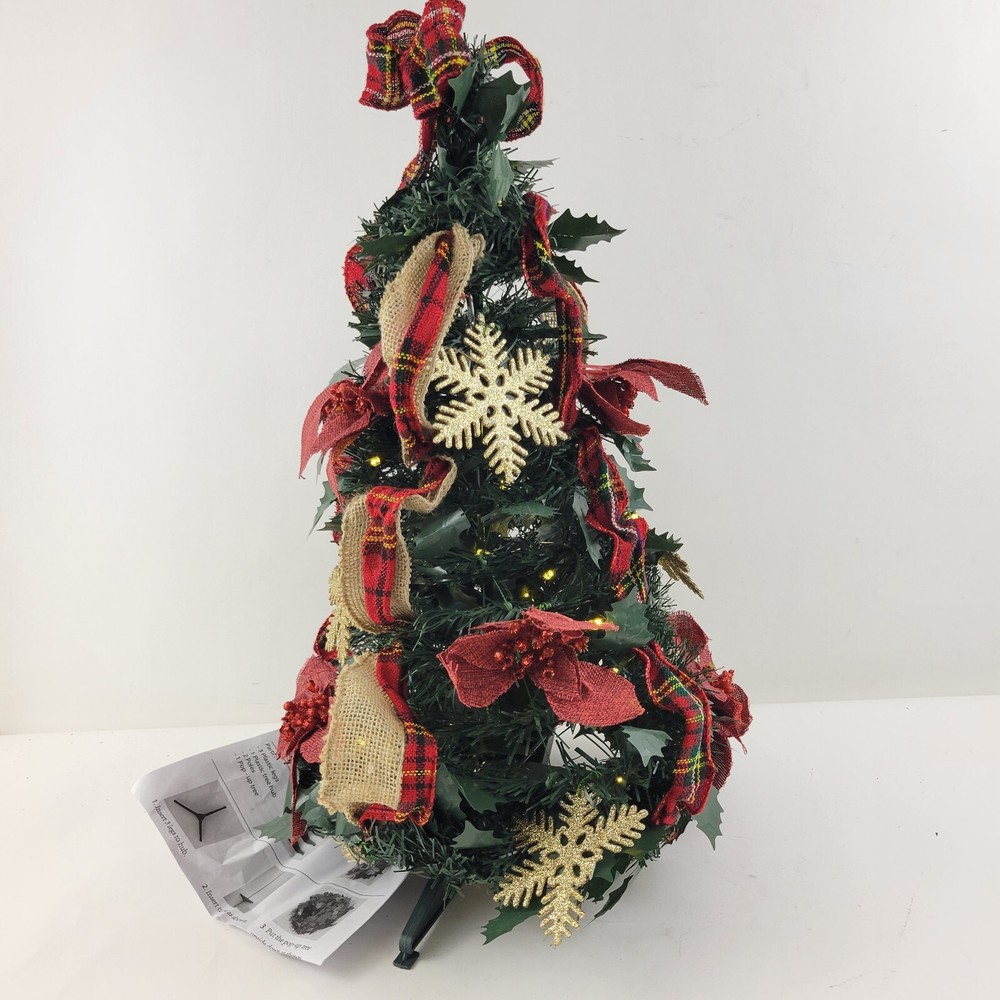 Barbara King 24" Illuminated Tabletop Pop-Up Tree Red