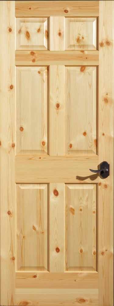 Knotty Pine 6 Panel Interior Door, Slab or Prehung. MANY SIZES.