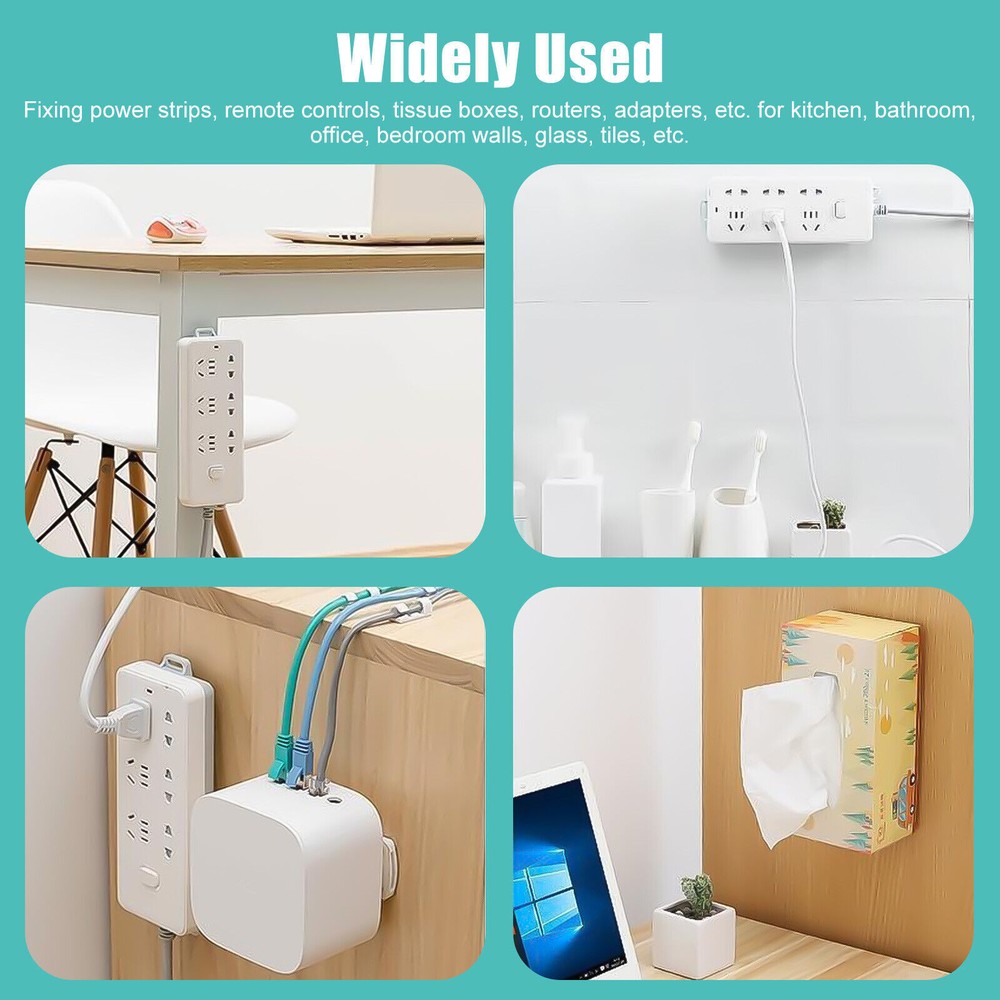 4pcs Self-Adhesive Desktop Socket Fixer Adhesive Punch Free Socket Holder Home