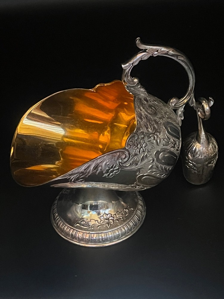 Vintage Leonard Silver Plated Sugar Scuttle With Scoop