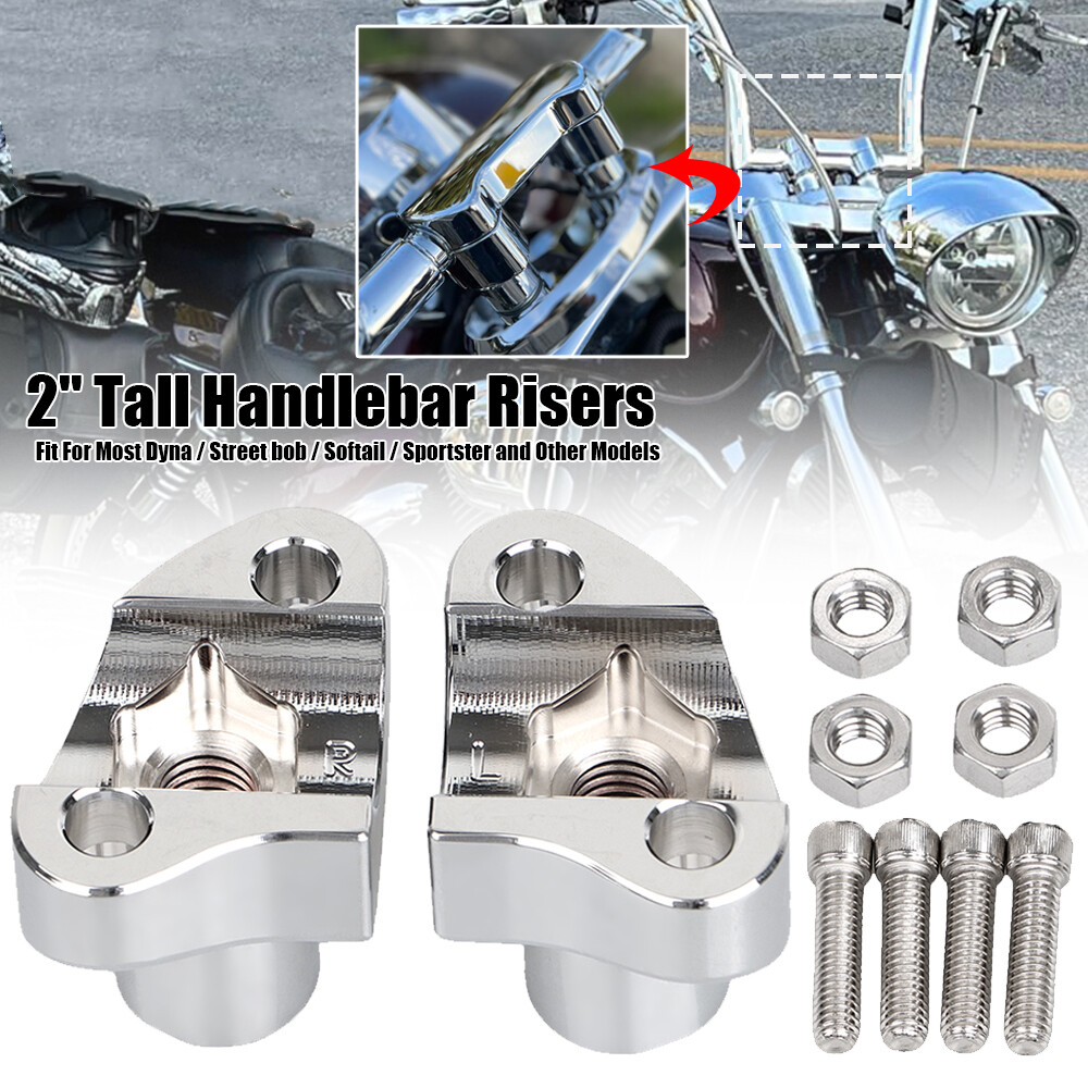 Chrome 2" Tall Handlebar Risers Bottom For Harley Dyna Heritage Softail FLSTC