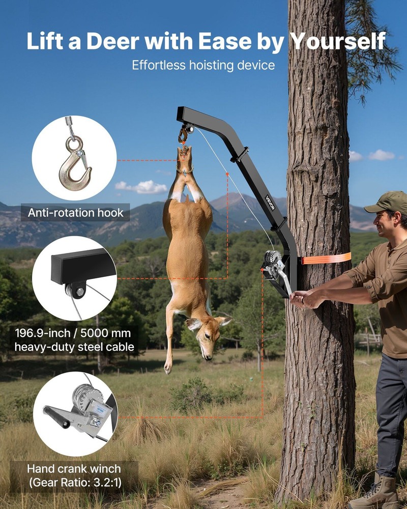 353lb Game Lifting System with Ratchet Mounting Strap