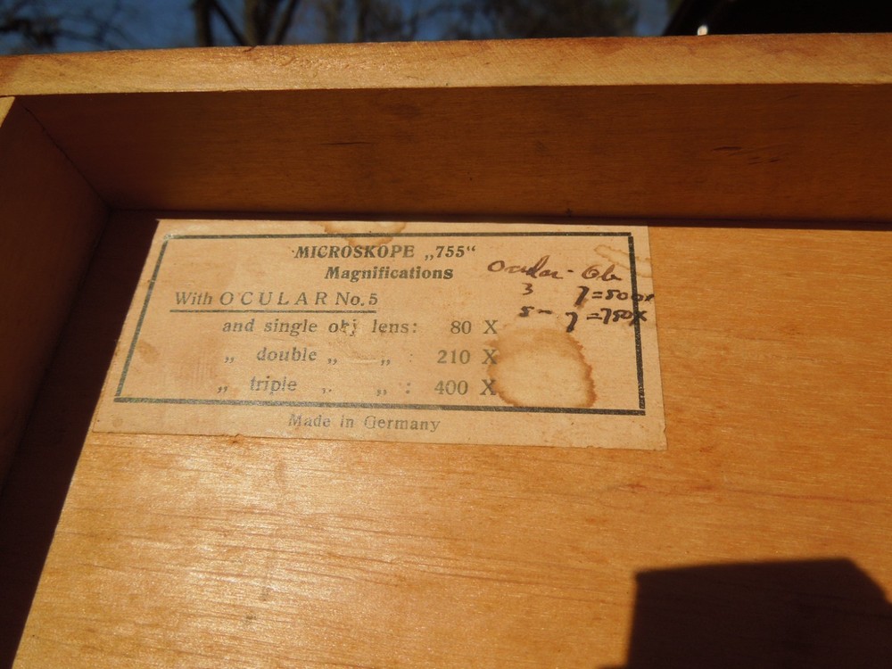 Antique Cast Iron Microscope Germany Brass Black Microskope w/ Case