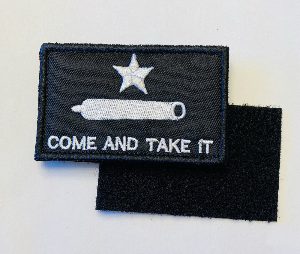 COME AND TAKE IT BLACK TACTICAL MORALE HOOK & LOOP EMBROIDERED  PATCH