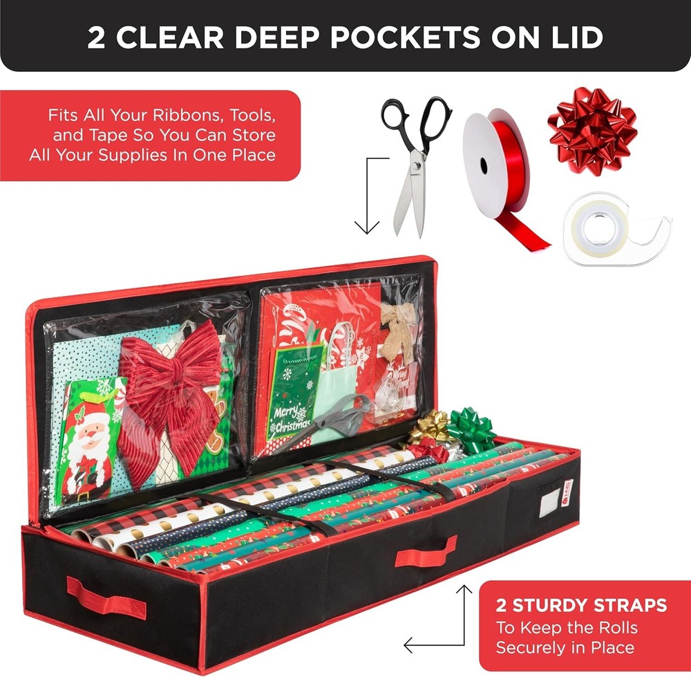 Premium Wrapping Paper Storage Container -Durable Material 600D tear-proof