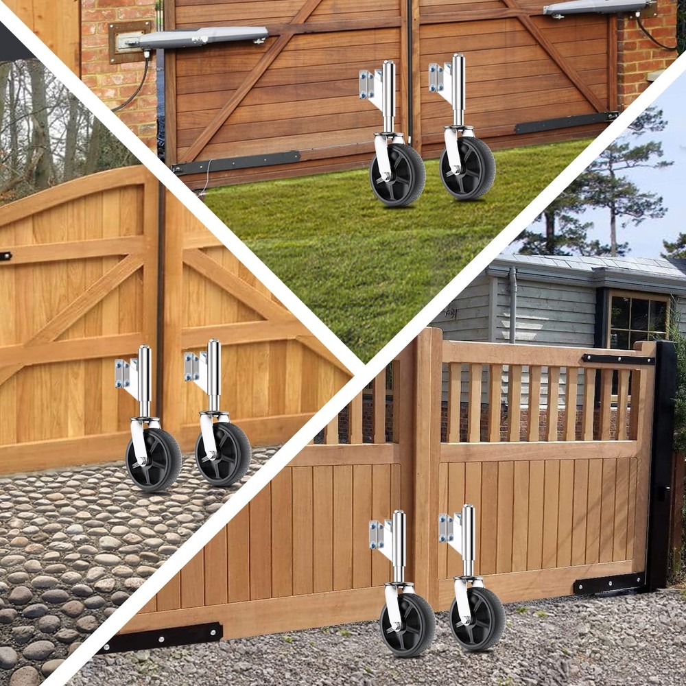 Spring Loaded Gate Casters 8” Heavy Duty Gate Caster Wheels with Hardware