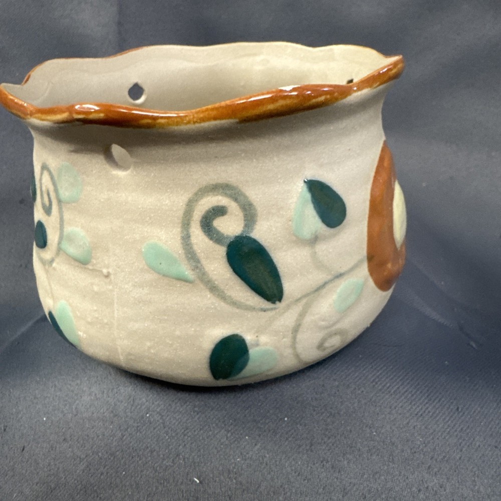 Art Pottery - Hand Painted - Floral Pattern Clay Planter