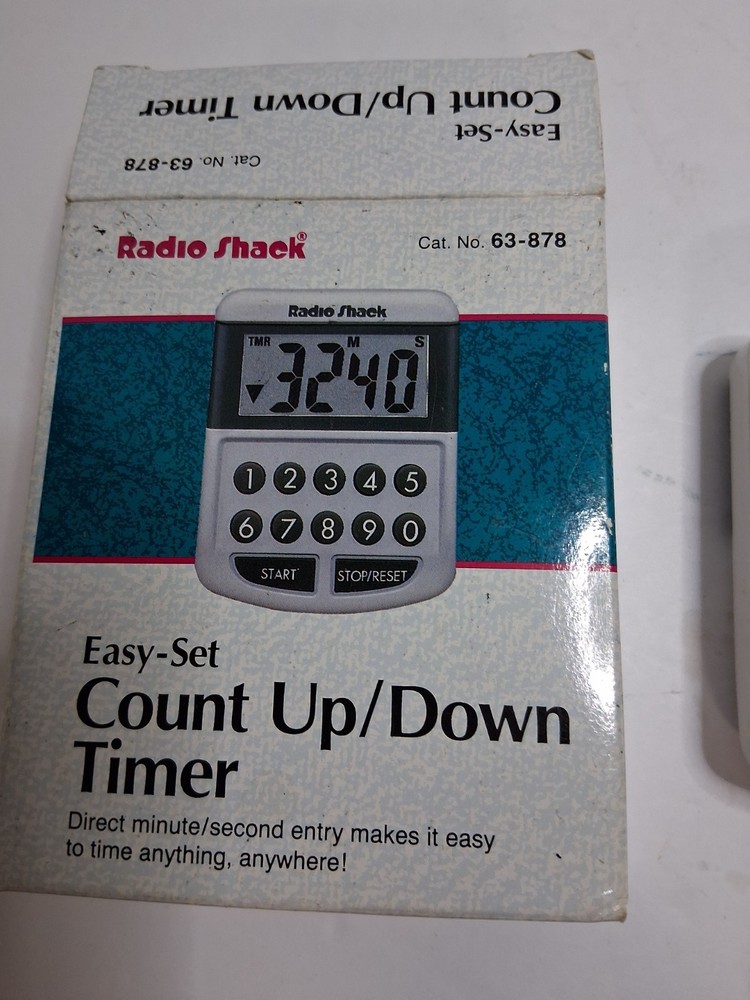 Radio Shack Easy-Set Count Up/Down Timer 63-878 Digital Kitchen Timer w/ Box Tes