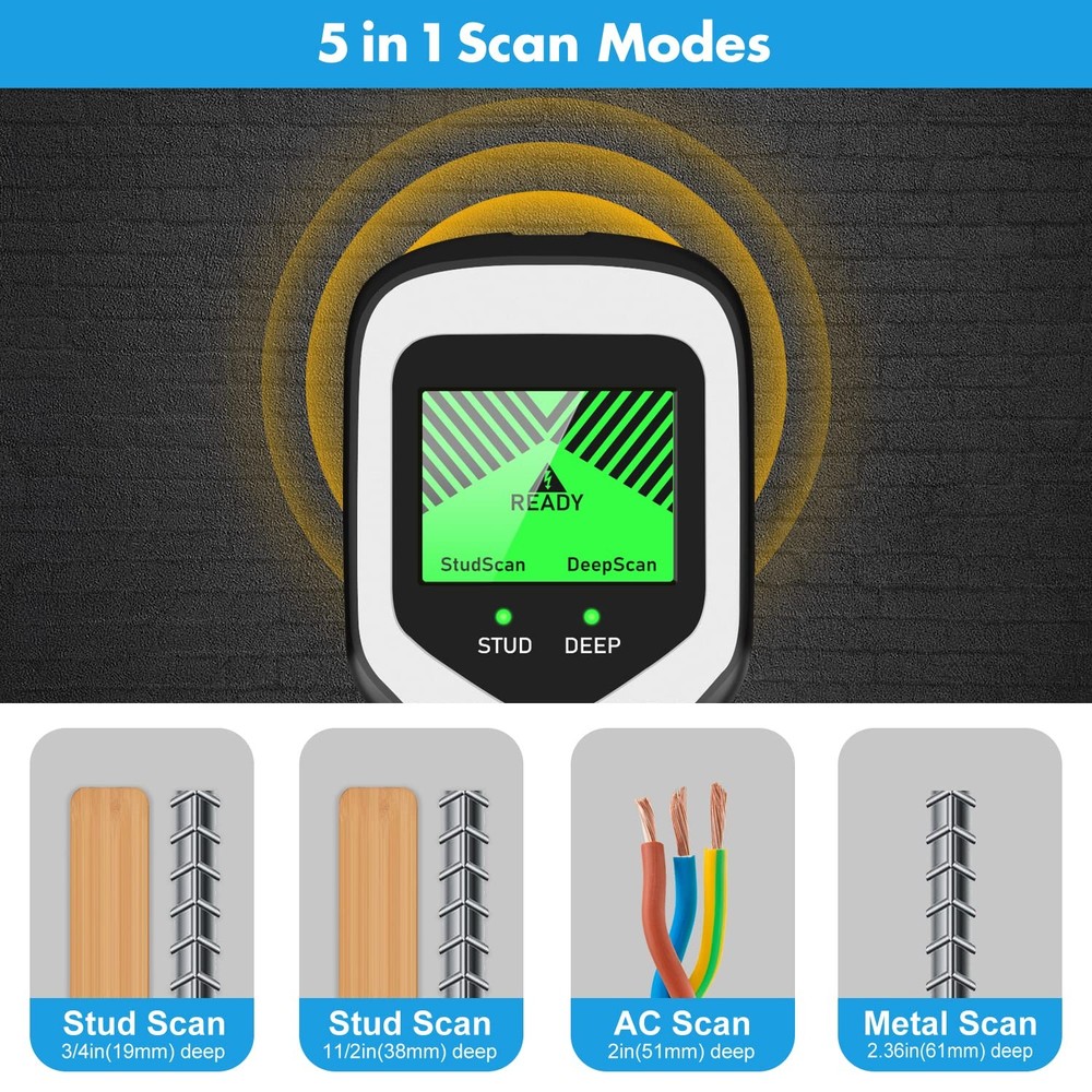 Stud Finder Wall Scanner - 5 in 1 Stud Detector with Intelligent Microprocess...