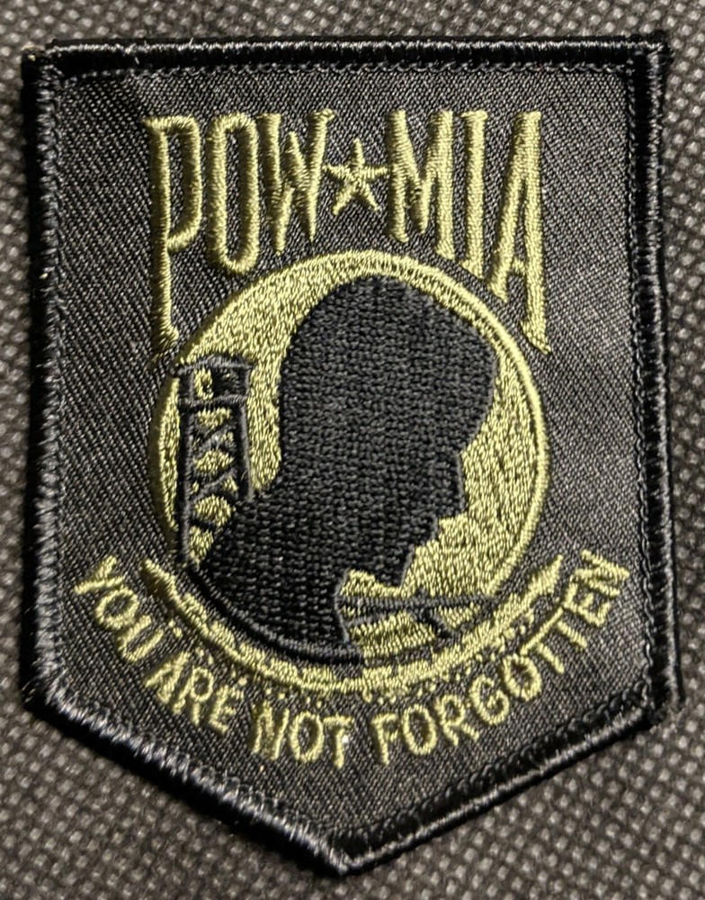 POW MIA KIA Crest Olive with Black Embroidered Biker Patch