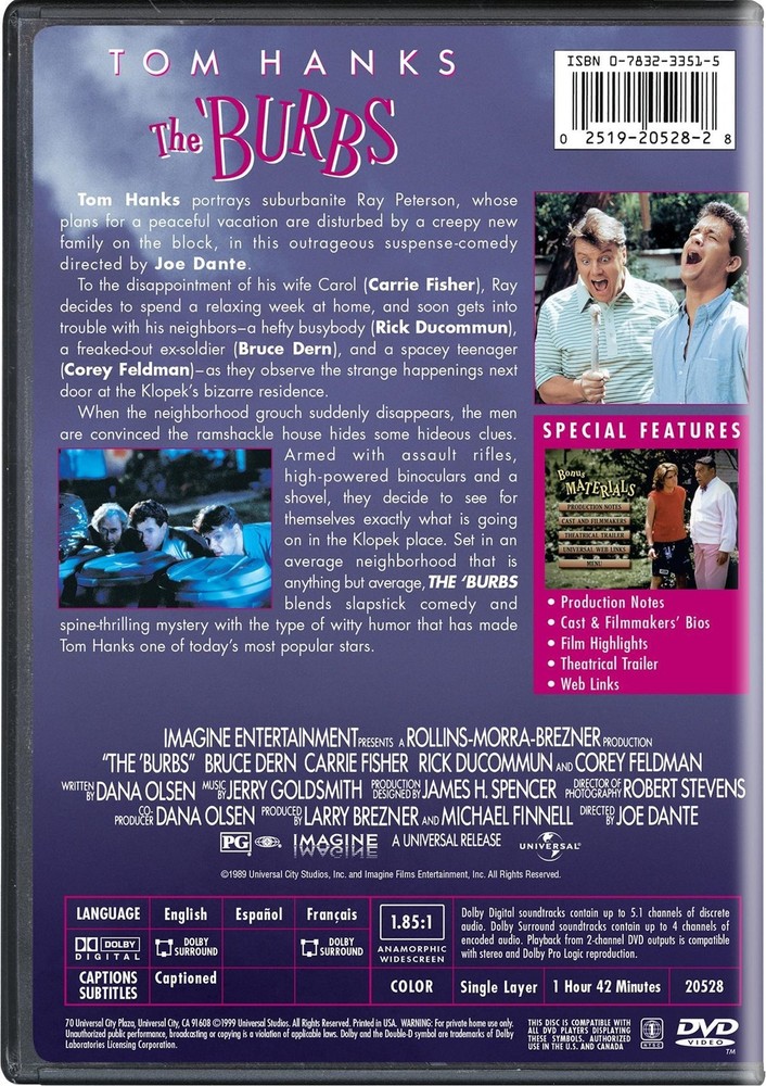 The 'Burbs DVD Tom Hanks NEW