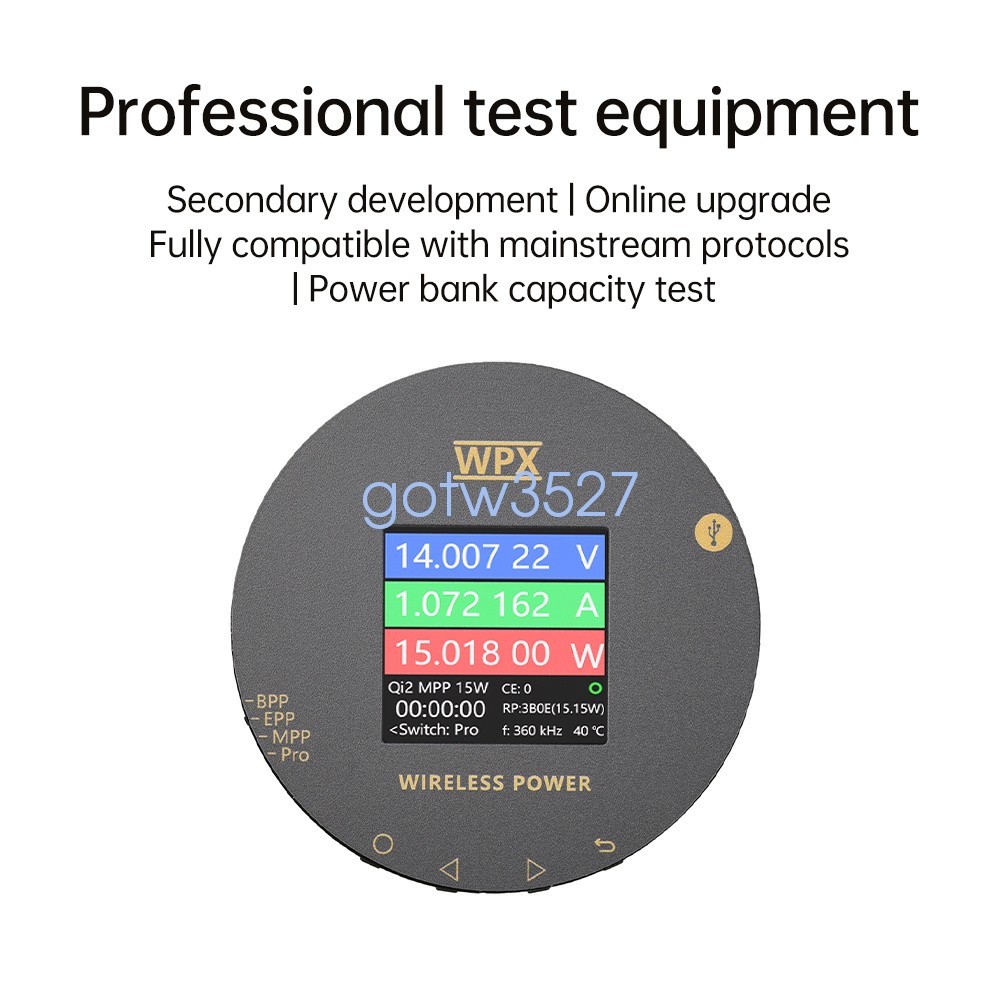 LCD Magnetic Wireless Charging Tester Voltage Current Power Meter Fast Charging