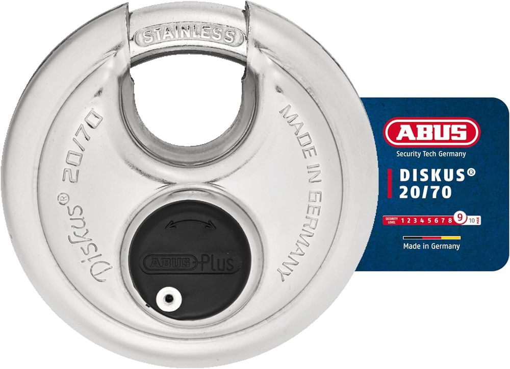 ABUS 20/70 Diskus Padlock 70mm Stainless Steel High Security Storage Lock