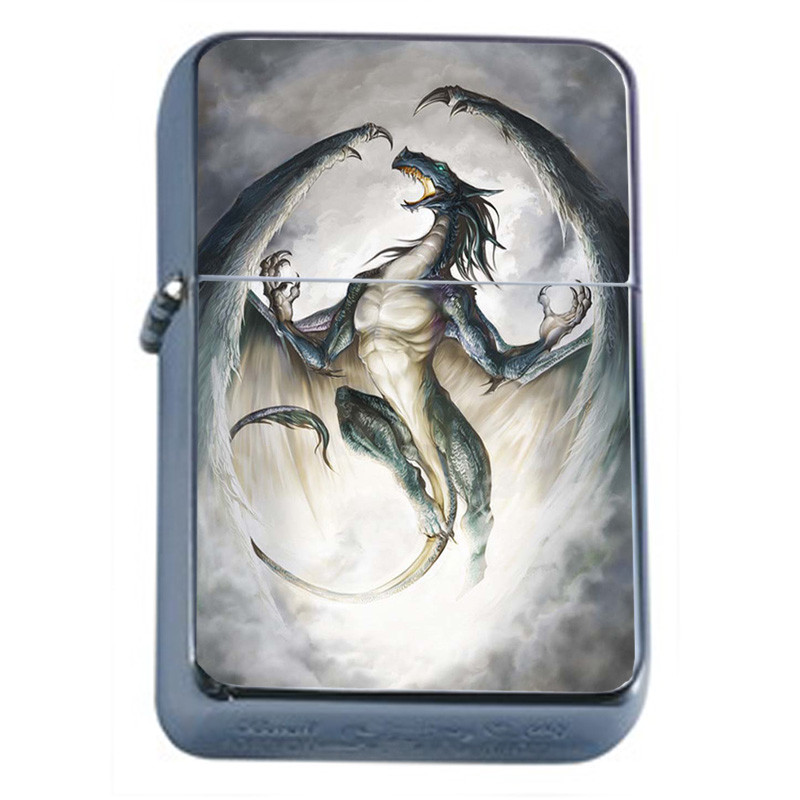 Mythical Creatures D7 Flip Top Oil Lighter Wind Resistant