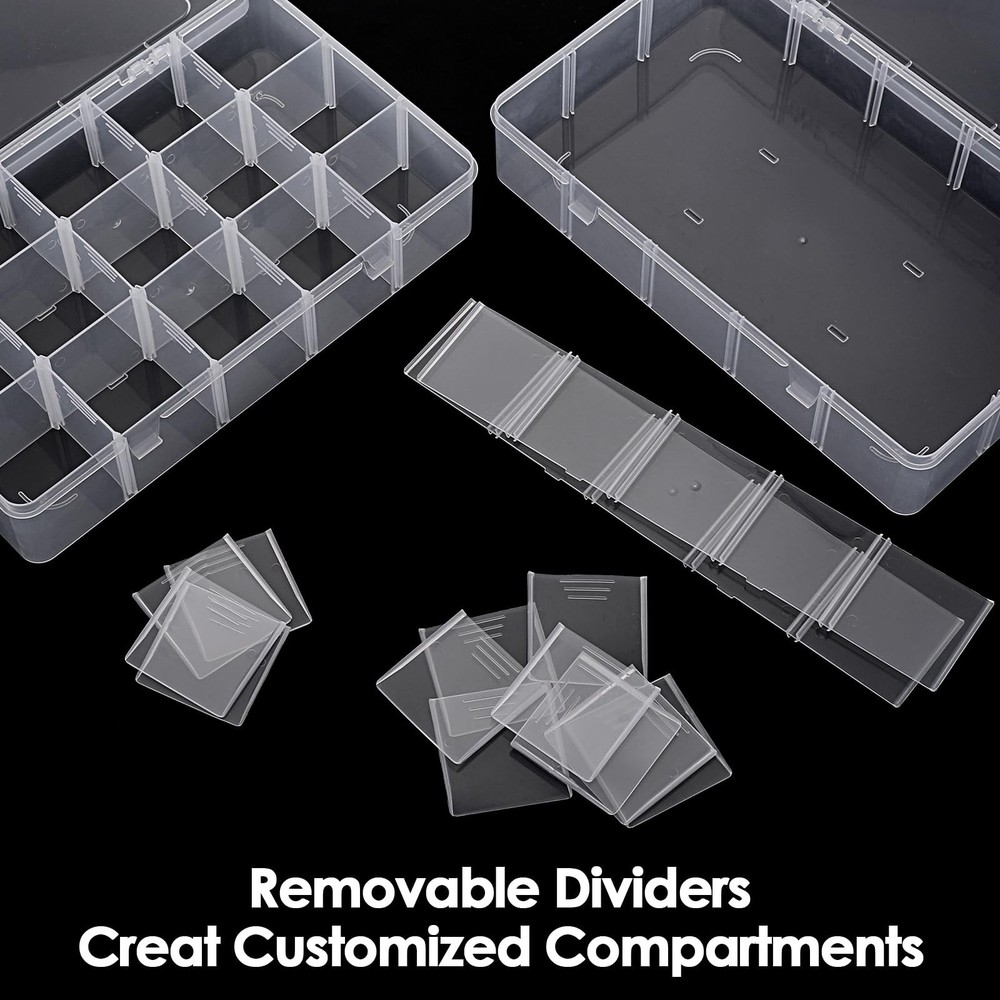 BTSKY 2 PCS Plastic Washi Tape Organizer, Adjustable 15-Grid Compartment Wash...