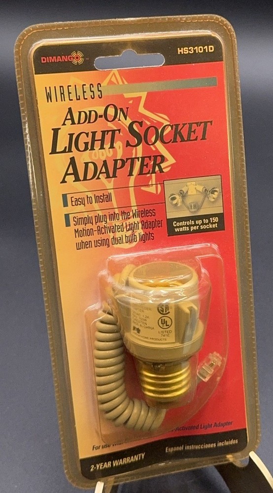DIMANGO Add-On Light Socket Adapter HS3101D Motion-Activated Security New Sealed