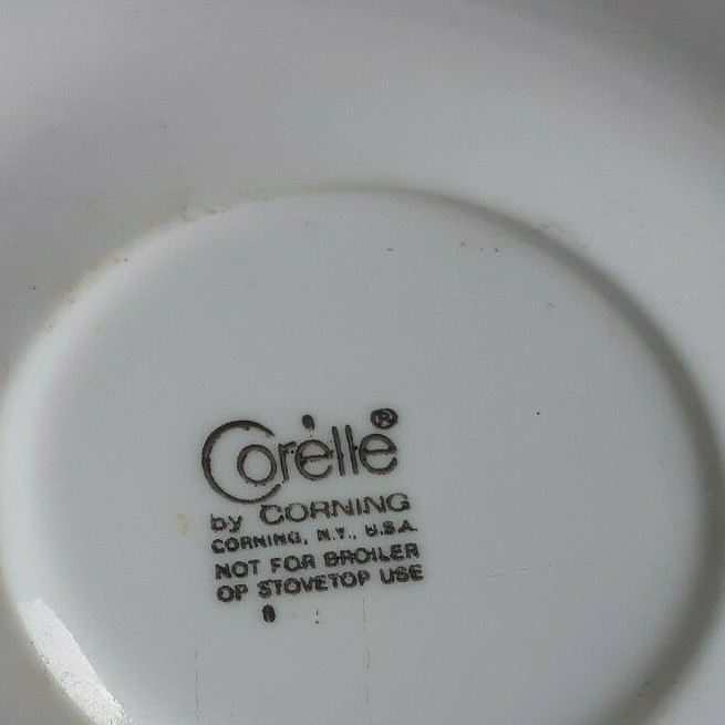 Corelle Corning Green Spring Blossom Flat Cup & Saucer Stackable Hook Handle