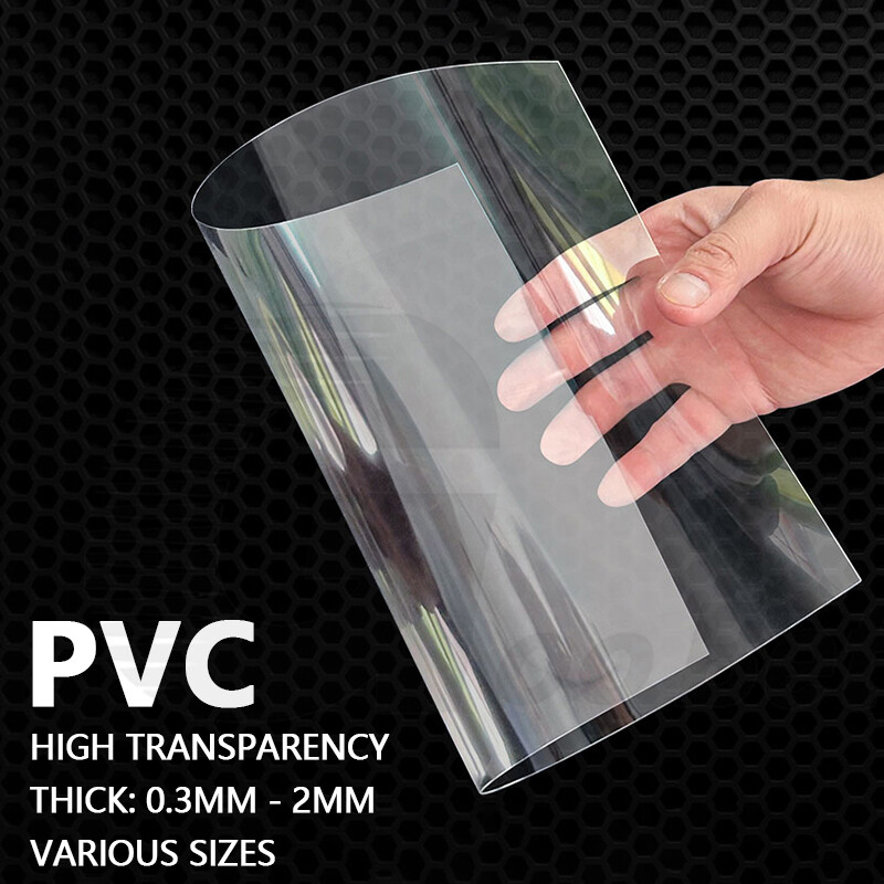 PVC Sheet Clear Gloss Plastic Thin Plate Board Panel Thick 0.3mm-2mm Cut to Size