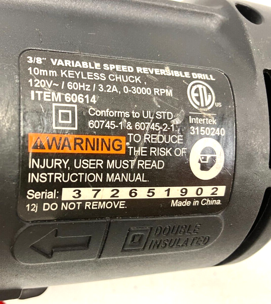 DRILL MASTER 3/8" VARIABLE SPEED REVERSIBLE CORDLESS DRILL 60614 18