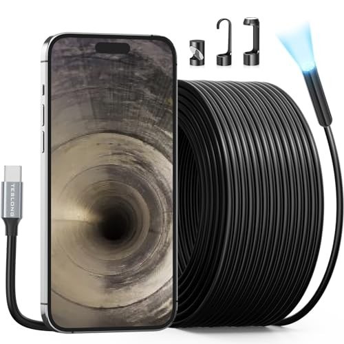 50FT USB-C Borescope Camera with Light for iPhone & Android - Waterproof Endosco