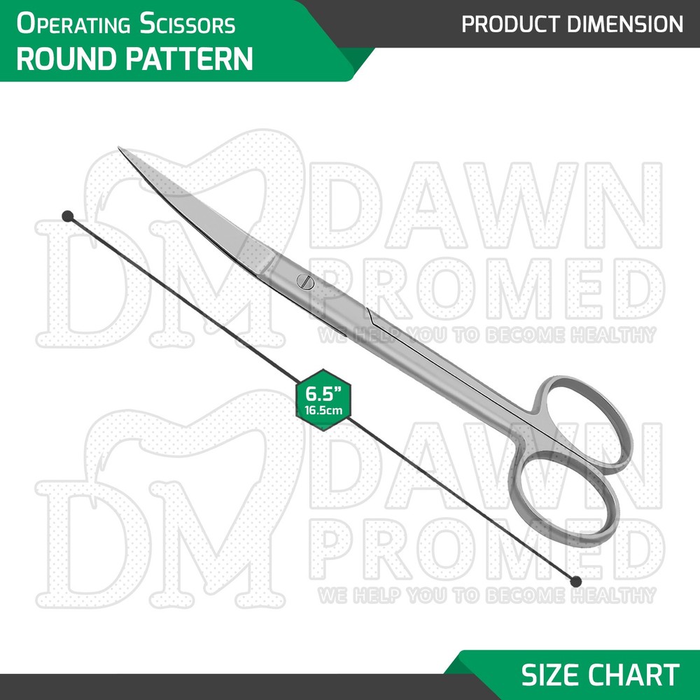 6 Pcs Operating Scissors 6.5" Curved Sharp Sharp Round Pattern Surgical Set