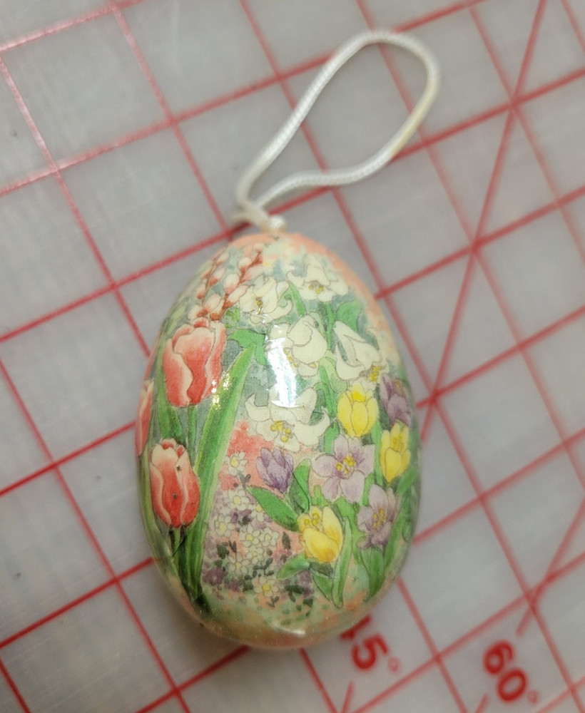 Vintage Paper Mache Easter Egg - Spring Floral Design