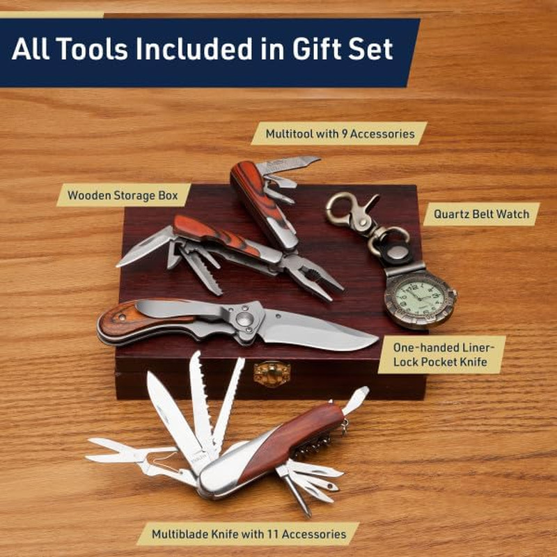 Multi-Purpose Tool Set | 9 Function Folding Multitool | Multi-Blade Knife | One-