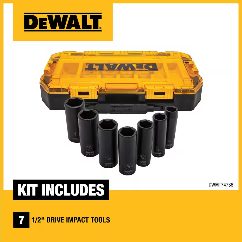 1/2 In. Drive SAE Deep Impact Socket Set (7-Piece)