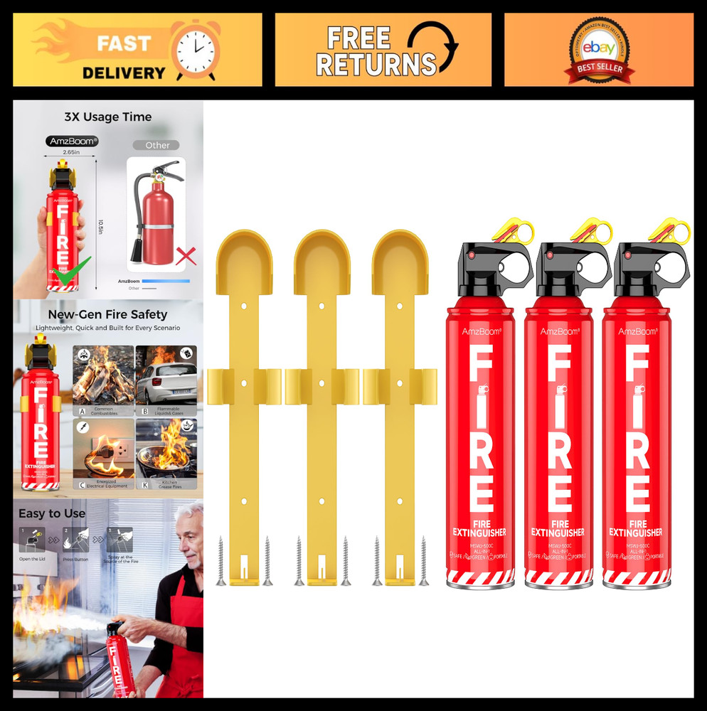 Water-Based Fire Extinguishers 3 Pack - Portable, Eco-Friendly, Multi-Purpose A,