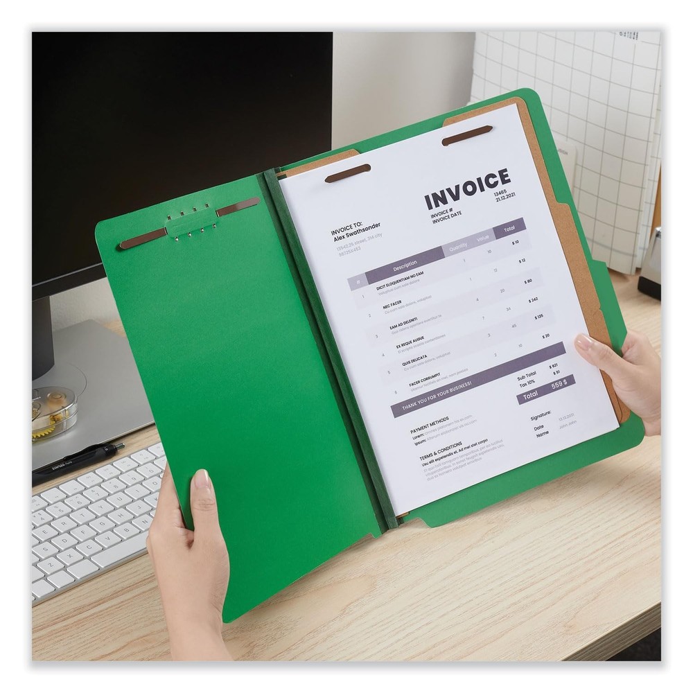 Universal 10302 Pressboard Classification Folders, Letter, Green