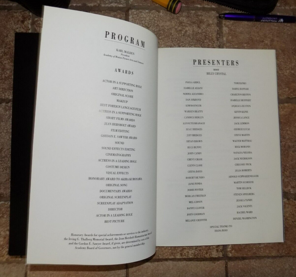 62nd Annual Acadamy Awards Program - SIGNED by MICHAEL CHICKLIS - 1990 Oscars