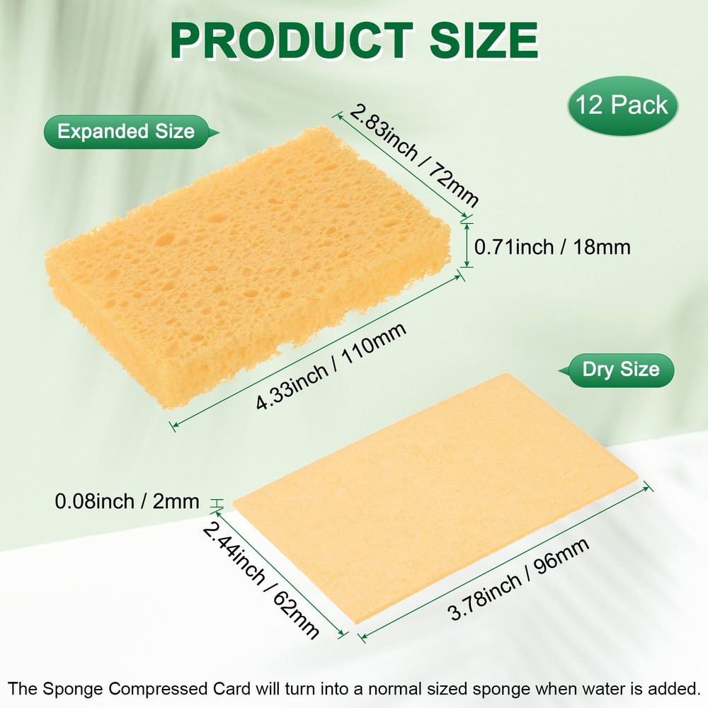 12-Pack Kitchen Sponges, Eco Cellulose Non-Scratch Scrub Sponge [Beige]