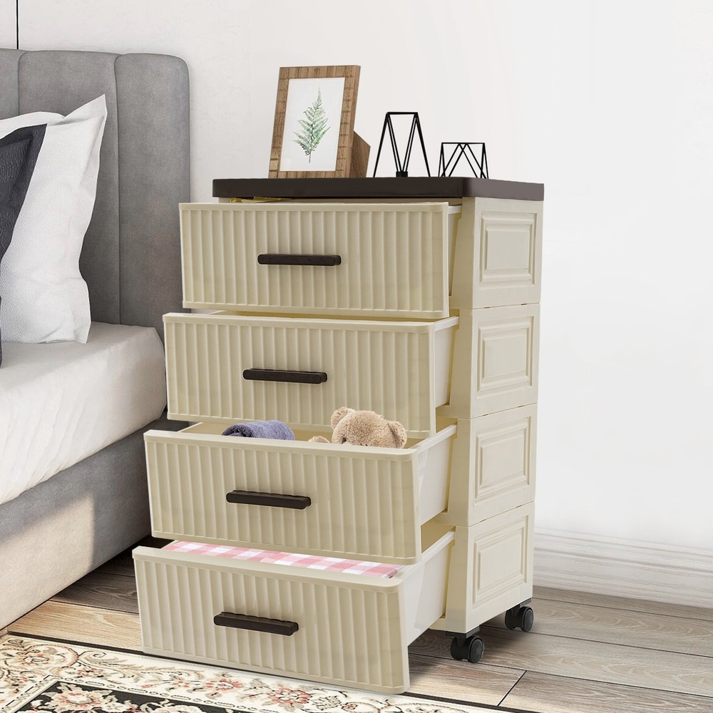 Multi-tier Storage Cabinet Modern Organizer Movable Storage Box W/ 4 Drawers