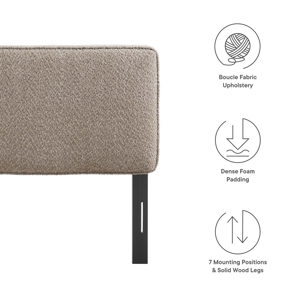 Modway Lindee Boucle Fabric Full Headboard in Oatmeal
