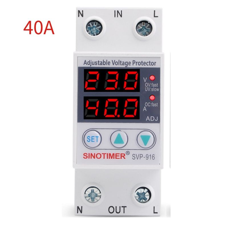 Adjustable Over Under Voltage Surge Protector Over Current Limit 220V 40A 63A