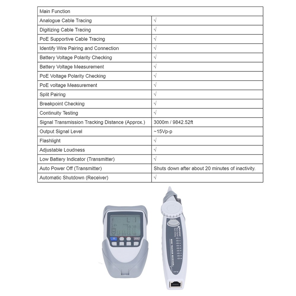Digital Network Cable Tester With LCD Analogue/digitizing/POE Support For