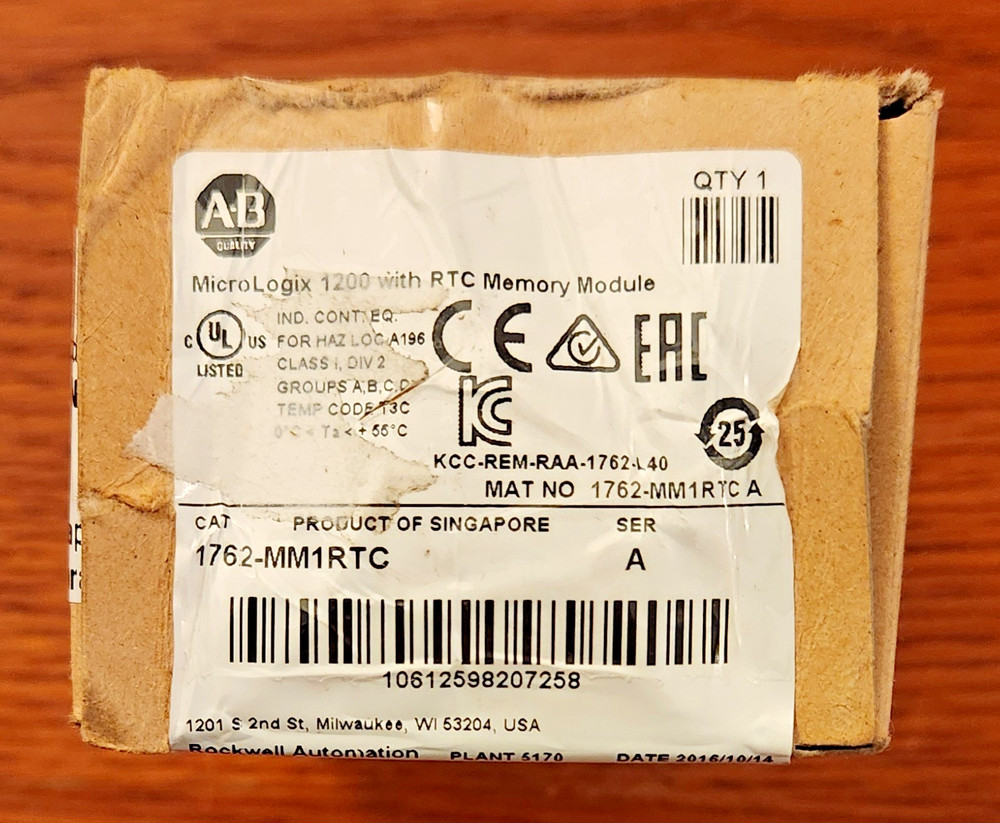 Allen-Bradley 1762-MM1RTC /A MicroLogix 1200 RTC Memory Module - NEW