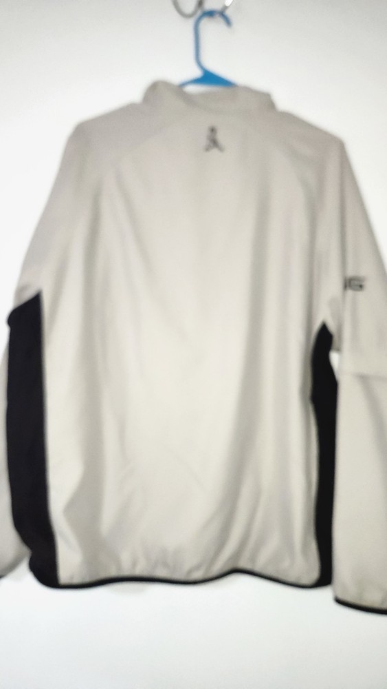 PING PULLOVER JACKET SZ. S TAN 1/2 ZIP W/ LONG AND HALF SLEEVES.