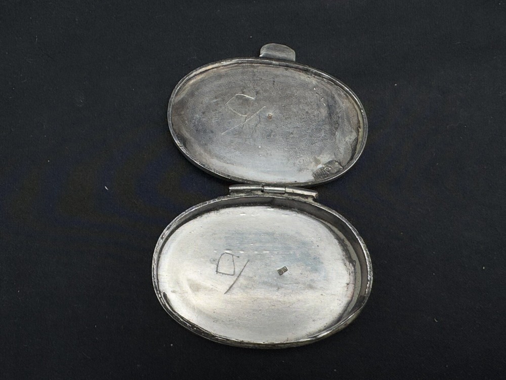 Antique Sterling Silver Oval Pill Box, 26 grams